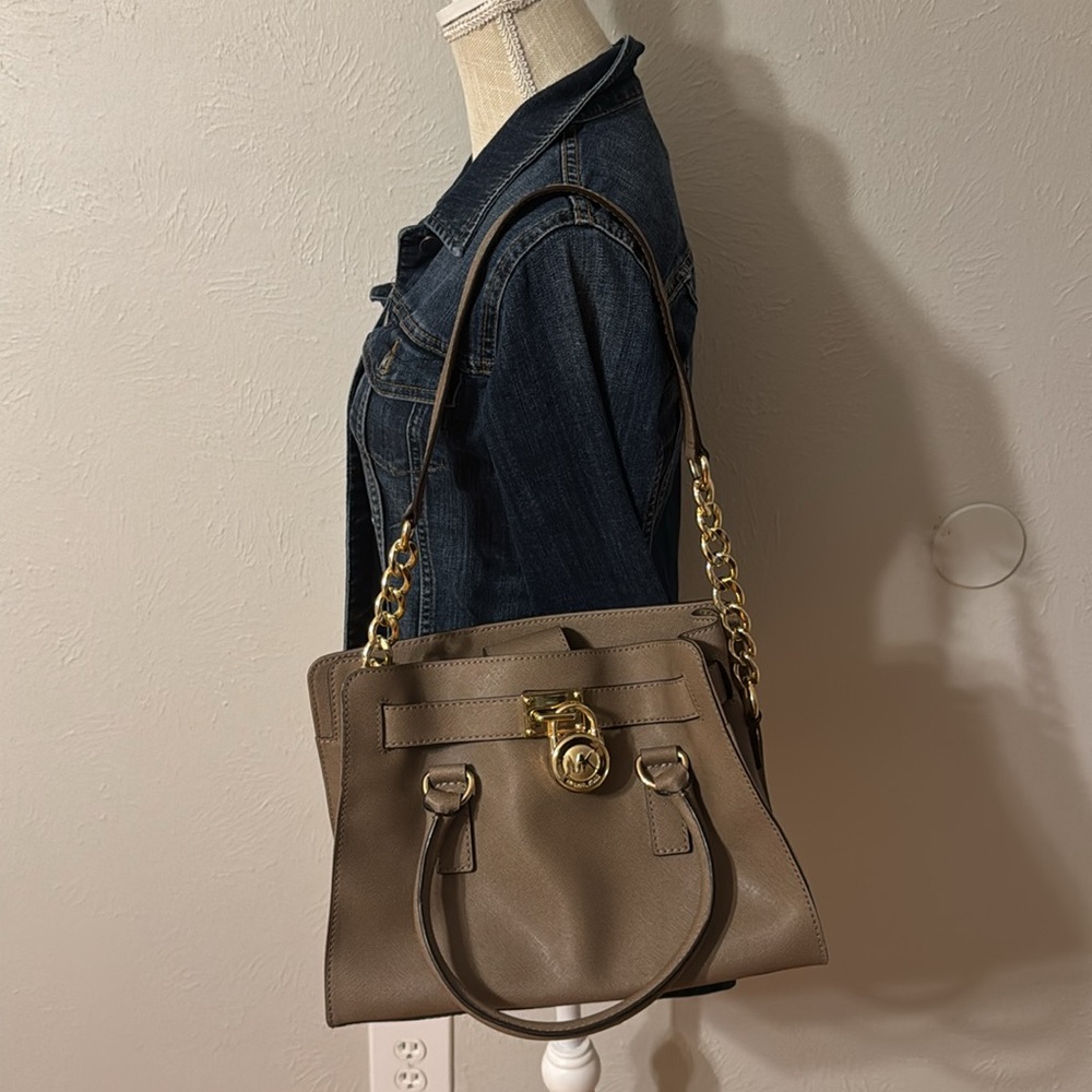Michael Kors Brown Satchel with Gold Chain